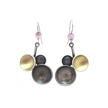Mauve Catsite Two-tone "Bowls" Earrings by Christophe Poly - Click Image to Close